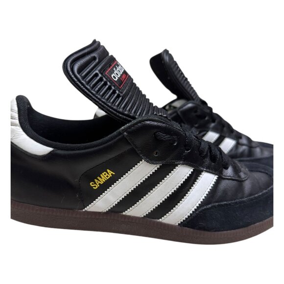 ADIDAS SAMBA Leather 3 Stripes Casual Black Sneakers Shoes Trainers Mens 9.5 US - Picture 2 of 9